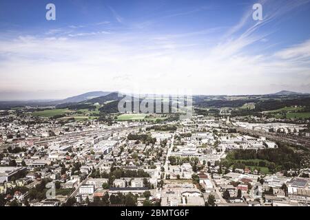 Blick über die Stadt Salzburg Stockfoto