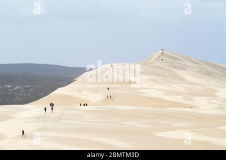 Pyla-sur-Mer, Landes/Frankreich; 27. März 2016. Die Düne von Pilat ist die höchste Sanddüne Europas. Es befindet sich in La Teste-de-Buch in der Arcachon Ba Stockfoto