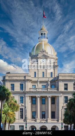 Savannah Rathaus und Gold Dome Stockfoto