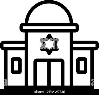 Heilige Synagoge mit Türmen Symbol Vektor-Umriss Illustration Stock Vektor