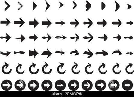 Vektordarstellung der verschiedenen Pfeiltypen. Stock Vektor