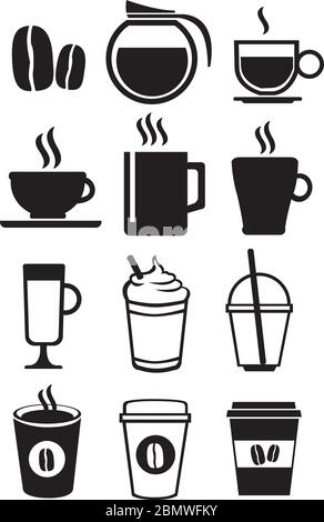 Vektor-Illustration von Kaffee Getränke Symbol auf weißem Hintergrund isoliert gesetzt. Stock Vektor