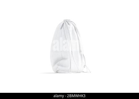 Blank weißen Kordelzug Rucksack Nachbau, Seitenansicht Stockfoto