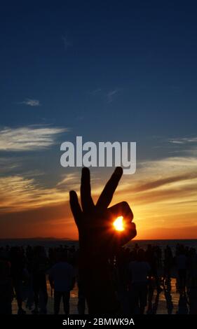 Sonnenuntergang über der Adria. Stockfoto