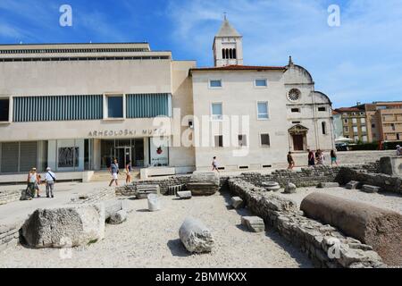 Die Kirche der Heiligen Maria und das archäologische Museum in Zadar, Kroatien. Stockfoto