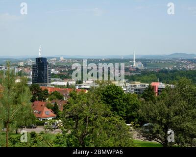 Weißenhofsiedlung, Blick auf Stuttgart, UNESCO Welterbe, Baden-Württemberg, Deutschland Europäisches Kulturerbe-Siegel Stockfoto