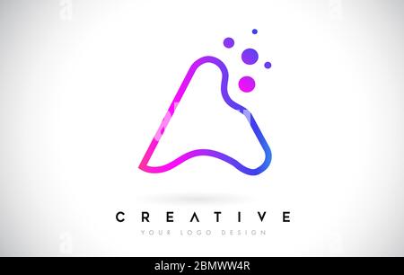 Punkte Buchstaben EIN Logo. Ein Zeichen-Vektor mit Punkten. Vektor-Schriftzug Illustration eines bunten Alphabets mit Blasen. Stock Vektor