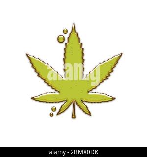 CBD-Öl. Cannabisblatt Form aus Öl Stockfoto