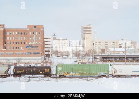 Passing Train in Fargo USA Stockfoto