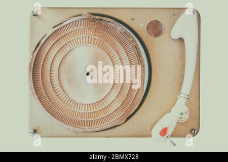 Retro-Stil Bild eines alten sechziger Jahre verwitterten Plattenspieler Stockfoto