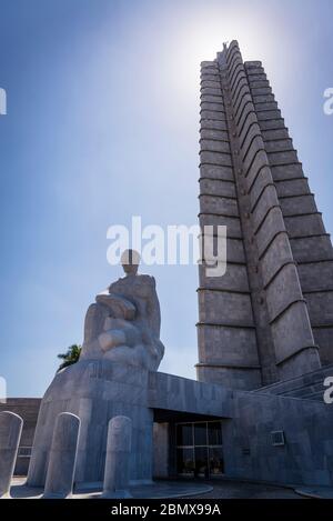 Jose Marti Memorial, Plaza de la Revolucion, Revolutionsplatz, Vedado Viertel, Havanna, Kuba Stockfoto