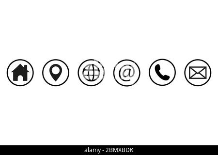 Kontaktieren Sie uns Symbole. Web-Symbol festgelegt. Vektorgrafiken. Stock Vektor