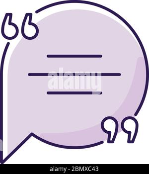 Chat-Blase mit Anführungszeichen lila RGB-Farbsymbol Stock Vektor