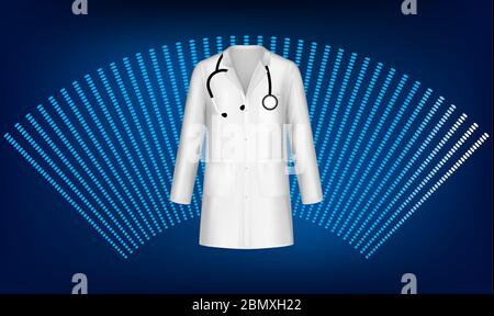 Mock-up-Illustration von Arzt Anzug mit Stethoskop auf abstraktem Hintergrund Stock Vektor