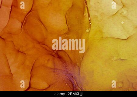 Abstrakt Braun und orange Hintergrund. Alkohol Tinte Kunst. Moderne zeitgenössische Kunst Stockfoto