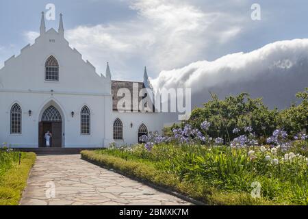 Holländische reformierte Kirche, Hugenot Kirche in Franschhoek in den Cape Winelands, Westkap, Südafrika Stockfoto