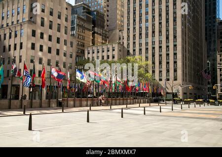 Rockefeller Center während der Coronavirus-Pandemie in New York City leer. Stockfoto