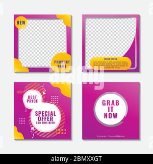 Editierbare Social Media Post Vorlage. Elegantes Web-Banner mit Sonderangeboten und Preisnachlass. Farbenfrohes Flyer-Design. Jeder kann dieses Design einfach verwenden. Stock Vektor