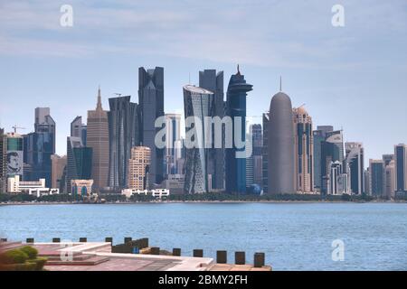 Doha ,Katar 15. November 2018 der Blick auf den hafen von doha, Katar vom Museum für Islamische Kunst Stockfoto