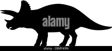 Triceratops Silhouette. Vektor-Illustration schwarze Silhouette eines Triceratops Dinosaurier auf einem weißen Hintergrund isoliert. Dinosaurier-Logo-Symbol, Seitenansicht p Stock Vektor