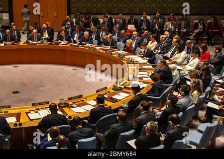 Minister Pompeo leitet ein Treffen der DVRK mit Mitgliedern des UN-Sicherheitsrates in New York City Außenminister Michael R. Pompeo leitet ein Treffen der Demokratischen Volksrepublik Korea mit Mitgliedern des UN-Sicherheitsrates auf der 73. Sitzung der UN-Generalversammlung In New York City am 27. September 2018. Stockfoto