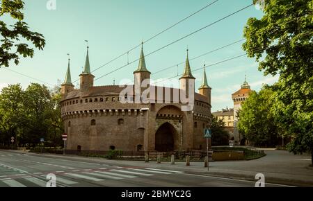 Barbican und St. Florian's Gate in Krakau Stadt, Polen Stockfoto