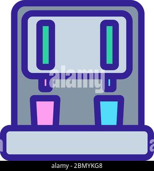 Zwei Glas Wasserspender Symbol Vektor Kontur Illustration Stock Vektor