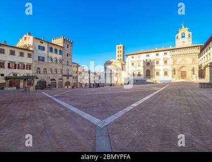 Arezzo (Italien) - die etruskische und Renaissance-Stadt der Toskana. Hier das historische Zentrum. Stockfoto