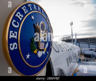 Sekretär Pompeo verlässt München US-Außenminister Michael R. Pompeo verlässt München, Deutschland, am 15. Februar 2020. Stockfoto