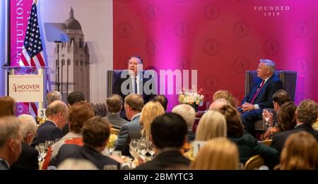 Sekretär Pompeo hält Bemerkungen vor der Hoover Institution Außenminister Michael R. Pompeo hält Bemerkungen vor der Hoover Institution in Washington D.C. am 23. Februar 2020. Stockfoto