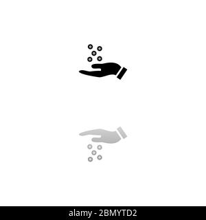 Wohltätigkeit. Schwarzes Symbol auf weißem Hintergrund. Einfache Illustration. Flacher Vektor. Spiegelreflexionsschatten. Kann in Logo, Web, Mobile und UI UX verwendet werden Stock Vektor