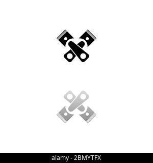 Autoservice. Schwarzes Symbol auf weißem Hintergrund. Einfache Illustration. Flacher Vektor. Spiegelreflexionsschatten. Kann in Logo, Web, Mobile und verwendet werden Stock Vektor