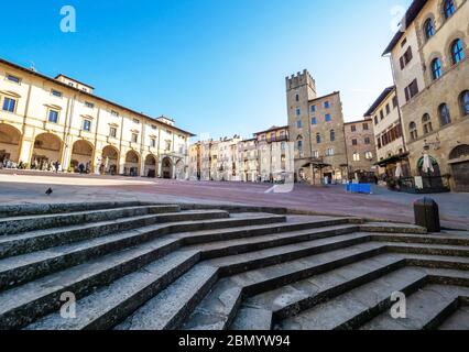 Arezzo (Italien) - die etruskische und Renaissance-Stadt der Toskana. Hier das historische Zentrum. Stockfoto