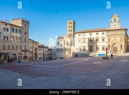 Arezzo (Italien) - die etruskische und Renaissance-Stadt der Toskana. Hier das historische Zentrum. Stockfoto