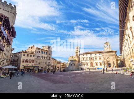 Arezzo (Italien) - die etruskische und Renaissance-Stadt der Toskana. Hier das historische Zentrum. Stockfoto