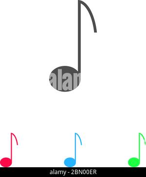 Symbol für Musiknotiz flach. Farbpiktogramm auf weißem Hintergrund. Symbol für Vektorgrafiken und Bonussymbole Stock Vektor