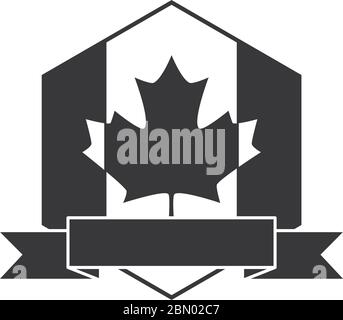 kanada Tag, kanadische Flagge Ahornblatt und Band Emblem Vektor Illustration Silhouette Stil Symbol Stock Vektor