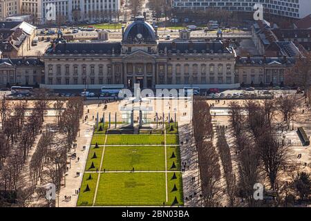 École militaire und Champ de Mars in Paris, Frankreich Stockfoto