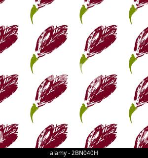 Ein handgezeichnetes Muster aus Blättern und Blumen. Stock Vektor