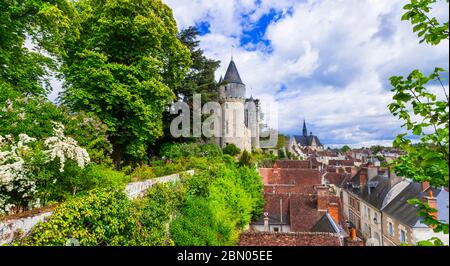 Frankreich Tourismus und Reisen. Schöne Schlösser und mittelalterliche Dörfer des Loire-Tals - Chateau de Montreor . Stockfoto