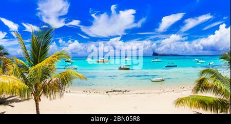 Cap Malheureux - landschaftlich schöner Strand mit herrlichem Blick im Norden der Insel Mauritius Stockfoto