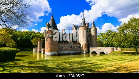 Romantische mittelalterliche Schlösser des Loire-Tals. Frankreich. Chateau du Moulin Stockfoto