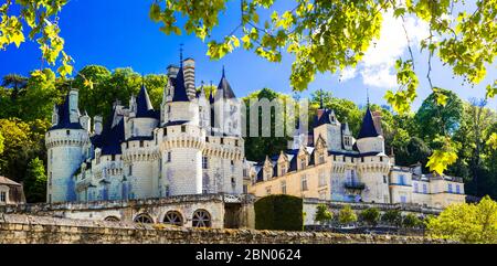 Schönes Märchen Usse Schloss - berühmte Schlösser von Louretal, Frankreich Stockfoto