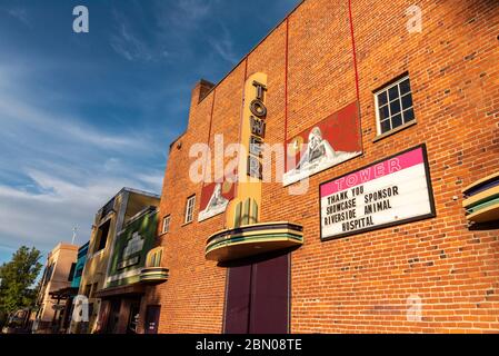 Gasse hinter dem historischen Tower Theatre in Bend, Oregon Stockfoto