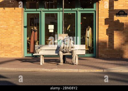 Kunststatue in der Innenstadt von Bend, Oregon Stockfoto