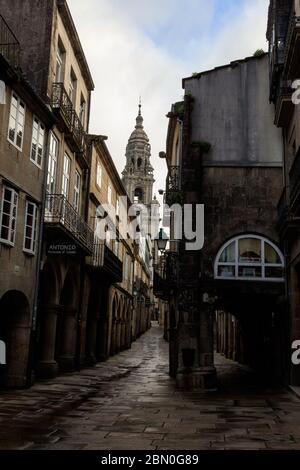 santiago de Compostela vacio covid 19 Stockfoto