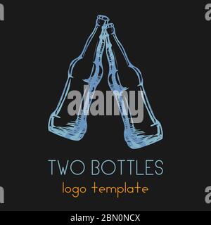 Ein Logo mit einer einfachen handgezeichneten Flasche. Stock Vektor