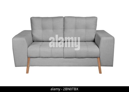 Zwei Sitze gemütlich weißen Stoff sofa auf weißem Hintergrund Stockfoto
