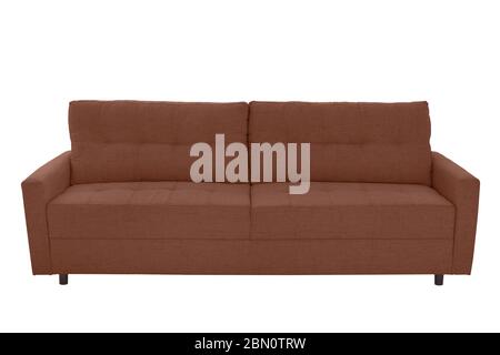 Moderne beige Leder couch Sofa auf weißem Hintergrund Stockfoto