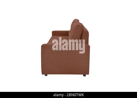 Moderne beige Leder couch Sofa auf weißem Hintergrund Stockfoto